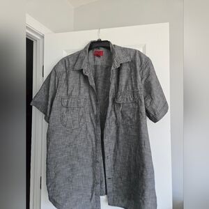 The Foundry Supply Co Short Sleeve Button Up Shirt Mens 3XL Gray